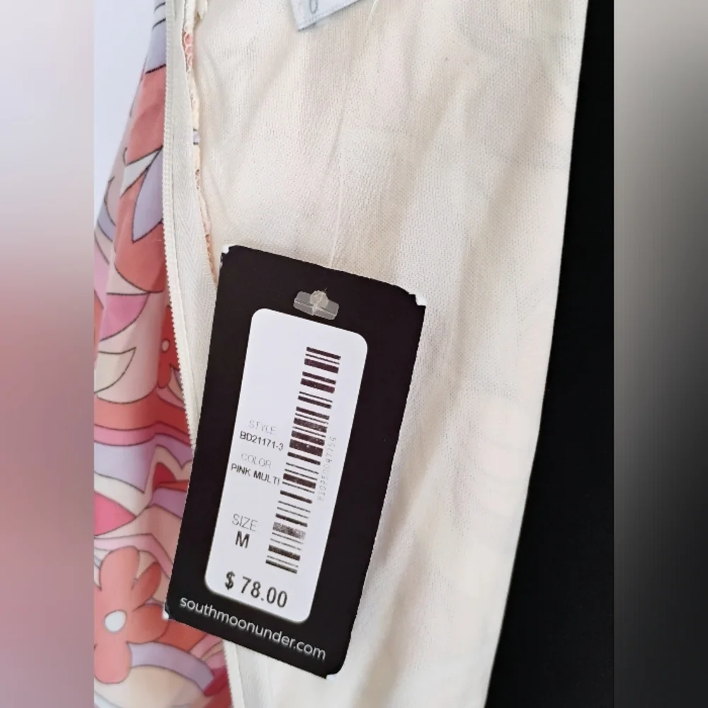 NWT South Moon Under Midi Dress Fit & Flared Sz M Floral Pinks 70's Style I-4 - Picture 10 of 12